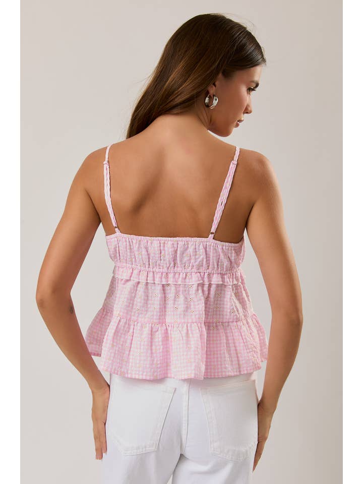 Le Lis Gingham Babydoll Top