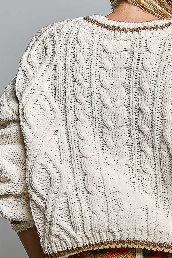 POL Cable Knit Crewneck
