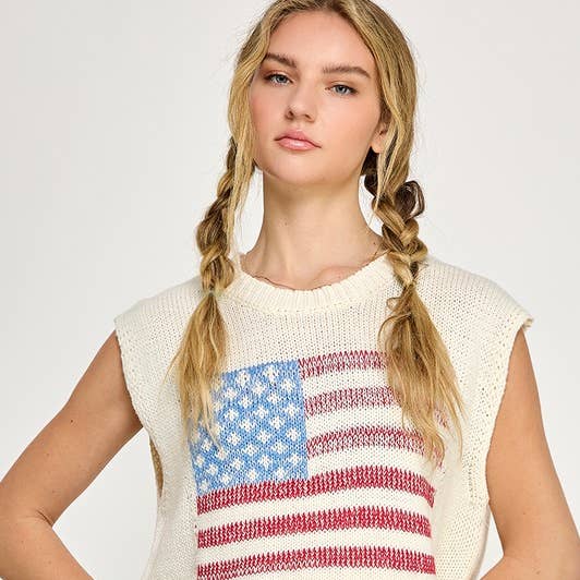 Miss Love Knit American Flag Vest