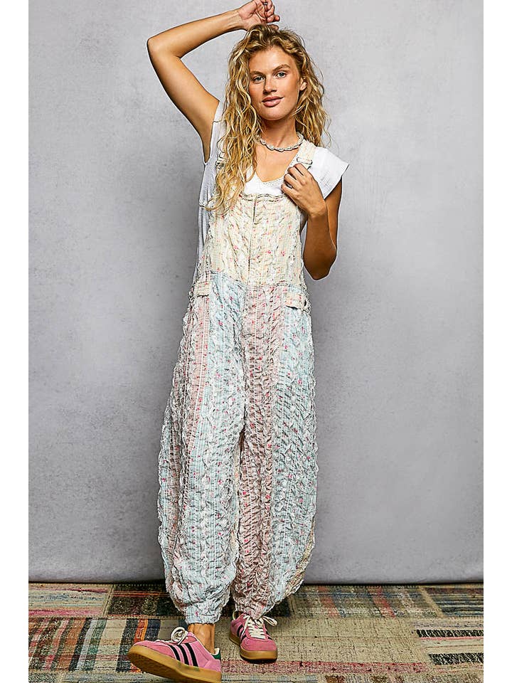 POL Floral Front Zip Overalls