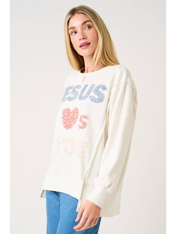 Jesus Loves You Patchwork Sweatshirt