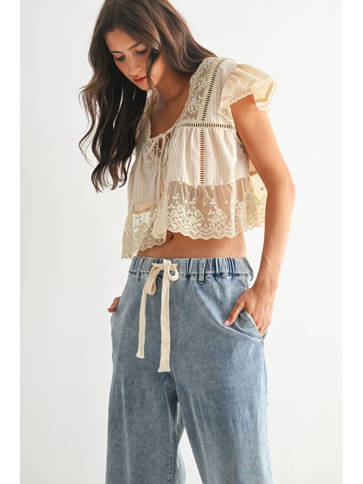 Camellia Lace Trimmed Blouse