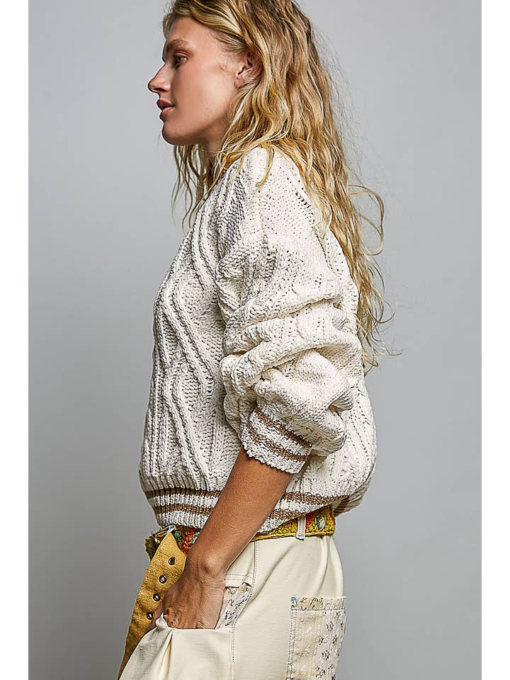 POL Cable Knit Crewneck