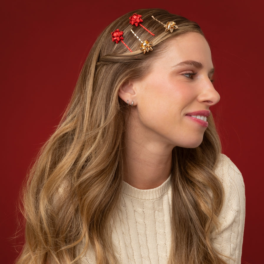Kitsch Metal Gift Bow Bobby Pin set
