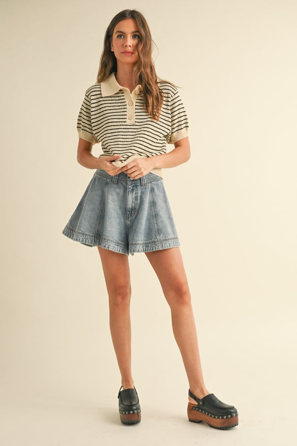 Miou Muse Washed Denim Shorts