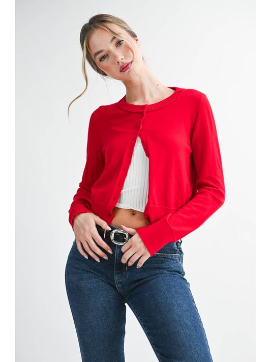 Ribbed Button Up Knit Cardigan