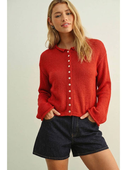 Miou Muse Lightweight Button Front Cardigan