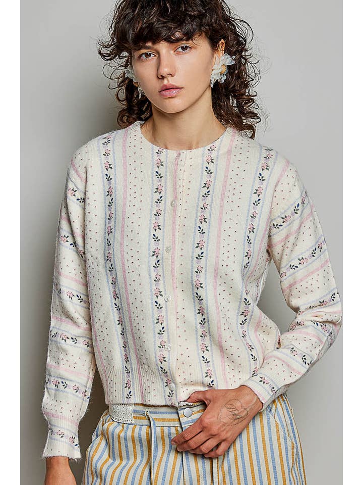 POL Vintage Floral Pullover Cardigan