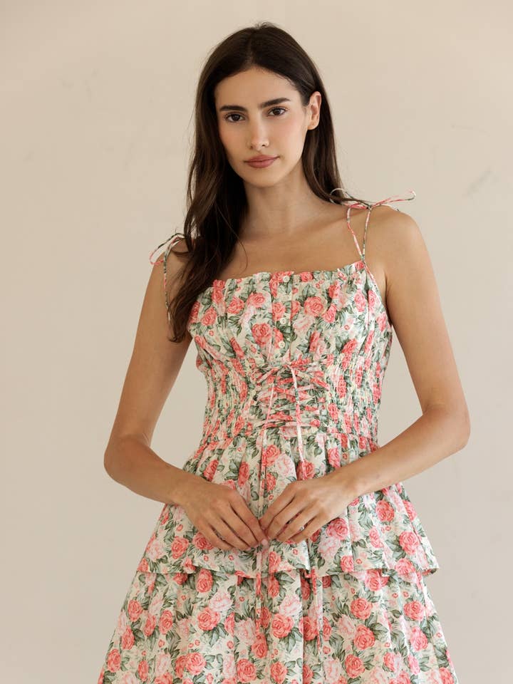 Storia Floral Smocked Mini Dress