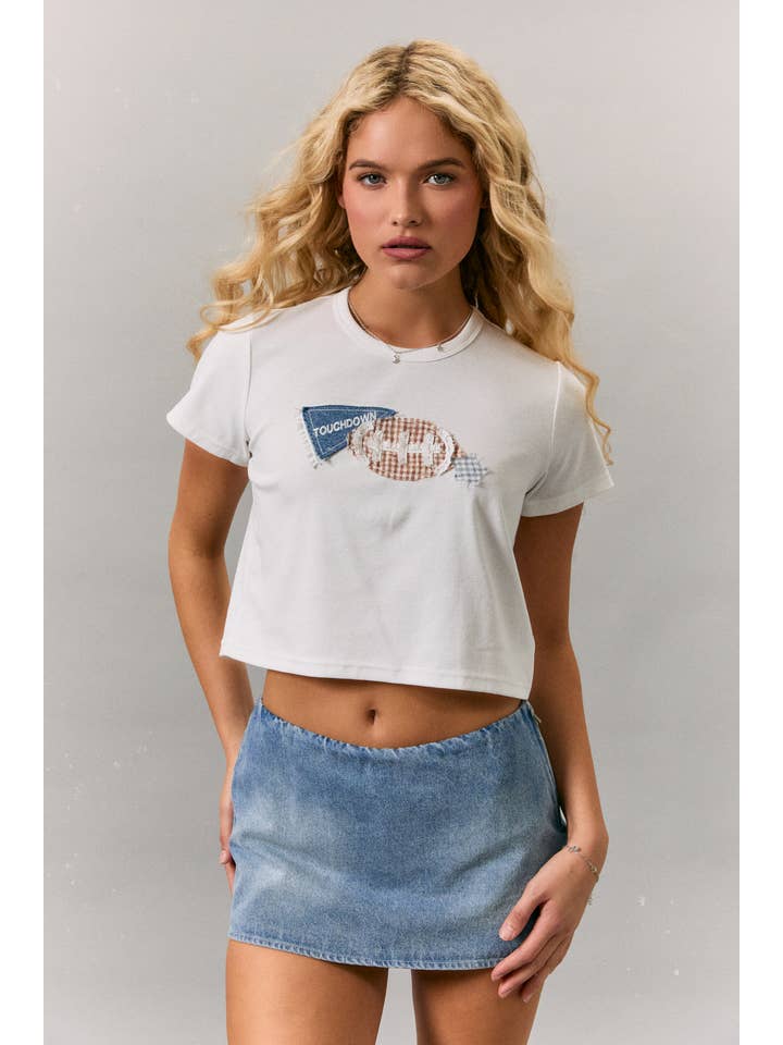 Le Lis Touch Down Patchwork Baby Tee