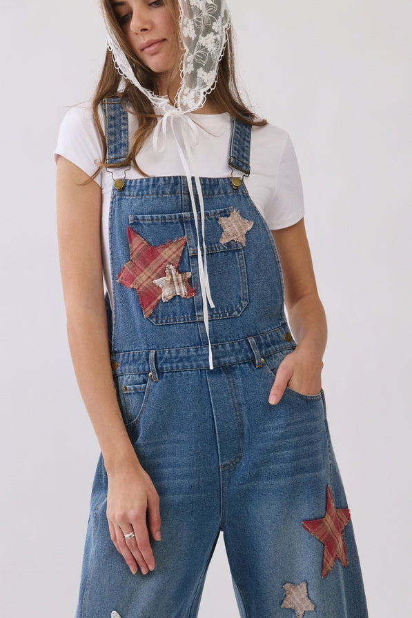 Oddi Star Patch Barrel Leg Overalls
