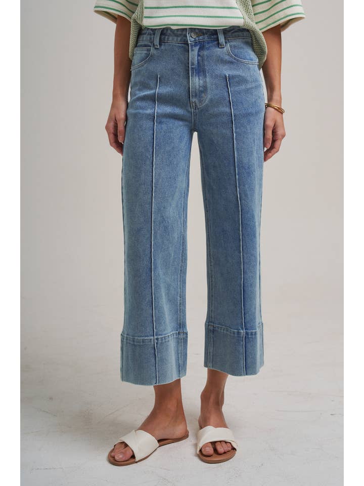 Mid Rise Front Seam Jeans