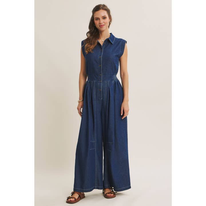 In February Wide Leg Denim Jumpsuit