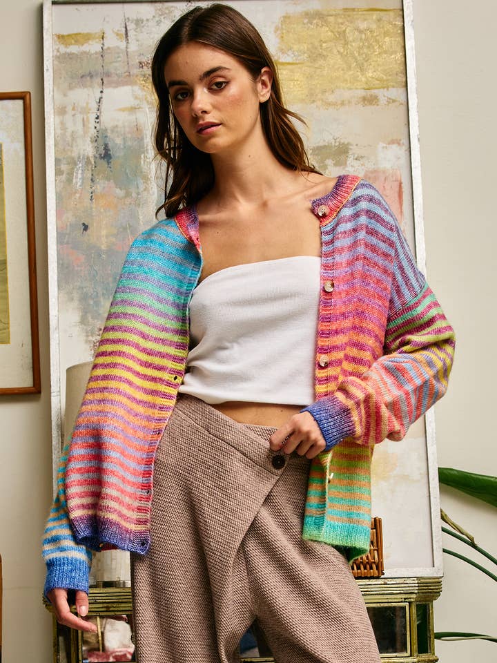 Bucketlist Space Dye Button Down Cardigan