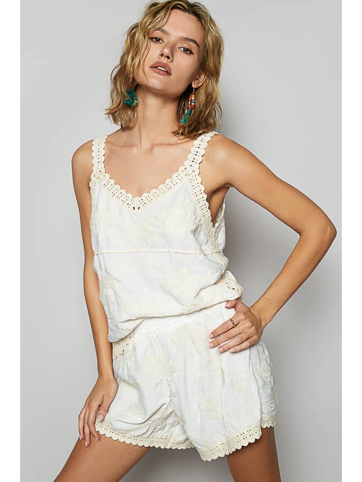 POL Crochet Floral Shorts