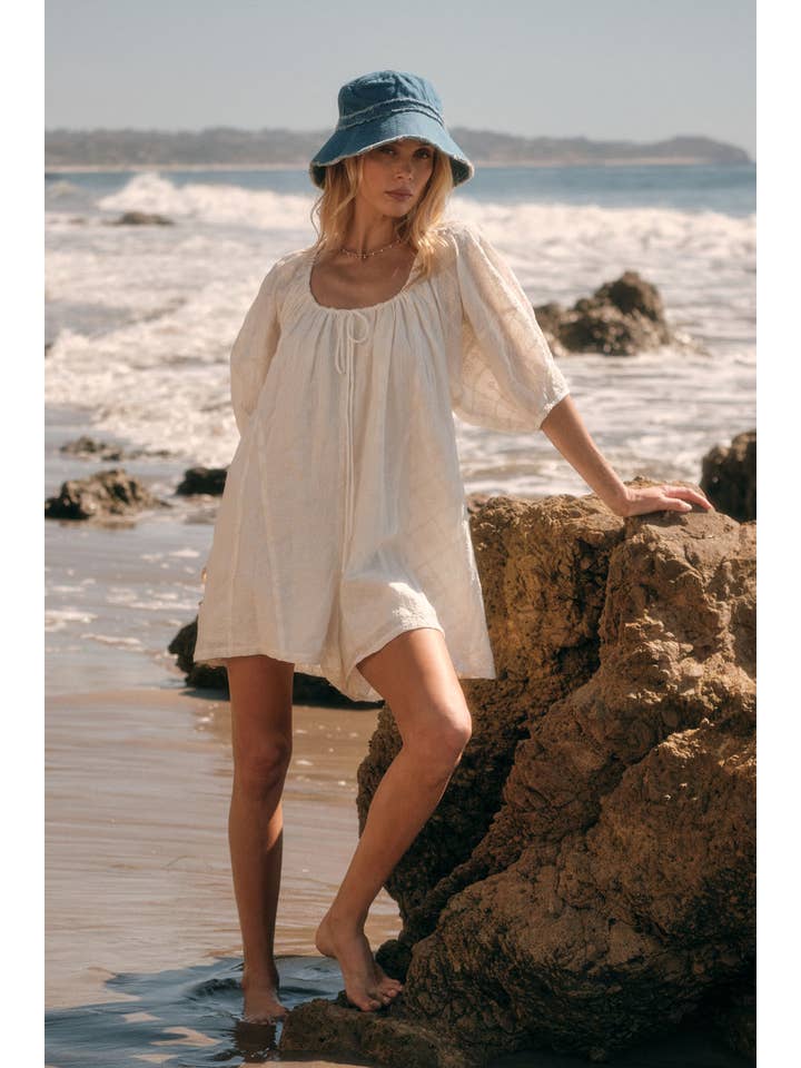 Promesa Floral Embroidered Babydoll Romper