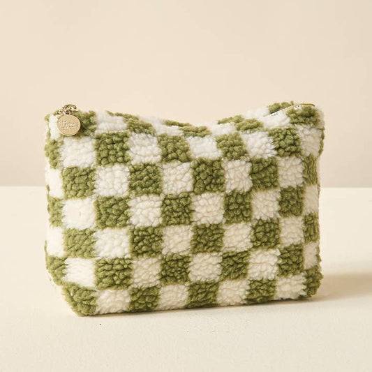 Checkered Green Teddy Pouch