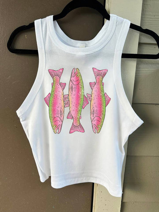 Pink Trout Cropped Tank