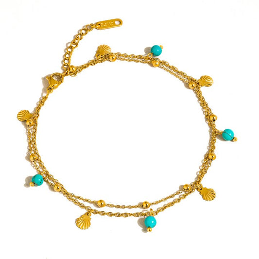 Beaded Shell Charm Anklet