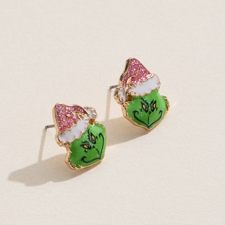 Christmas Grinch Enamel Earrings