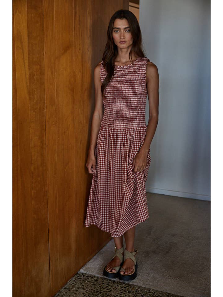 By Together Sayler Gingham Smocked Dress – Raised By The South