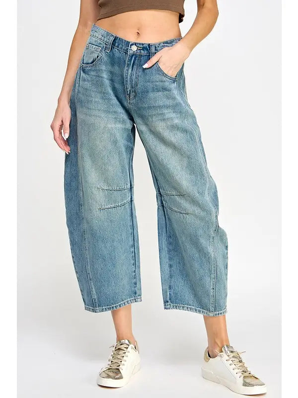 Miss Love Mid Rise Barrel Jeans