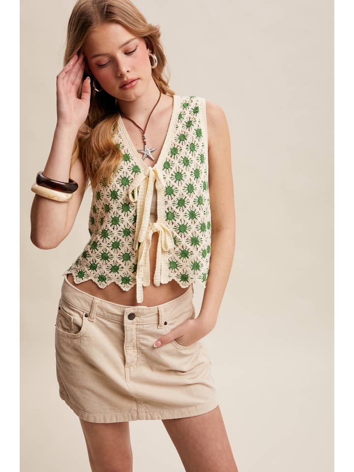 Listicle Daisy Crochet Vest