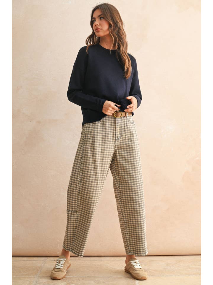 Miou Muse Checker Barrel Pants