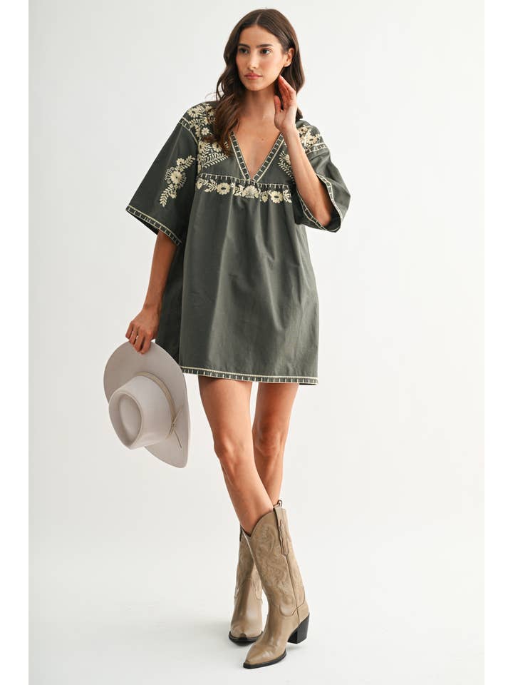 Camelia Embroidered Shift Dress