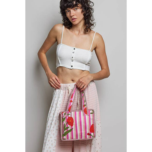 POL Mini Quilted Fabric Cube Bag
