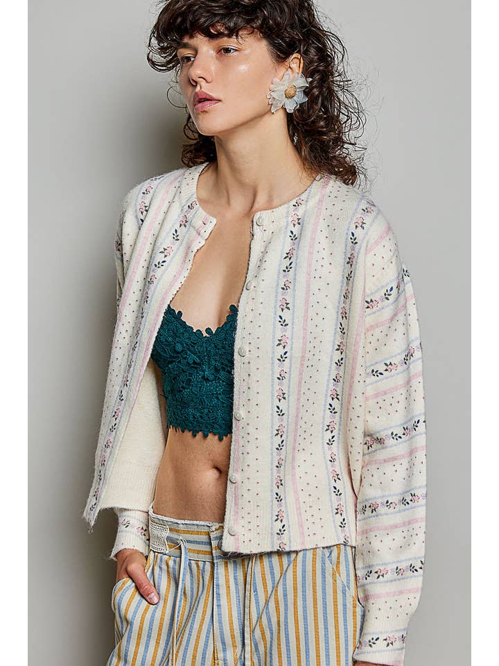 POL Vintage Floral Pullover Cardigan