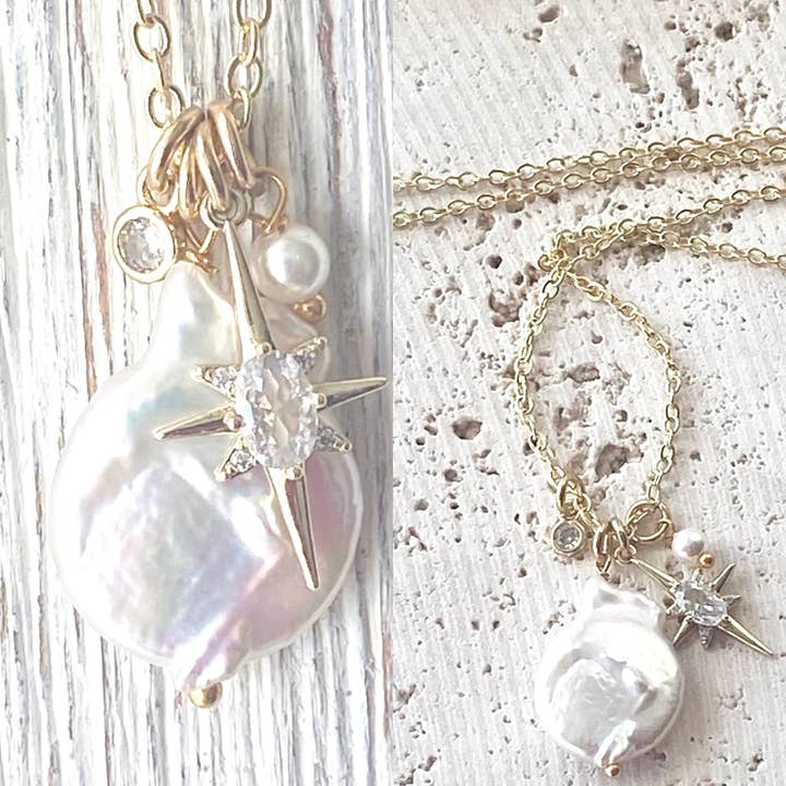Celestial Fresh Water Pearl Drop Necklace