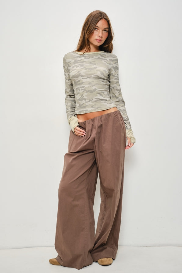 Pretty Garbage Cameron Grey Washed Camo Long Sleeve