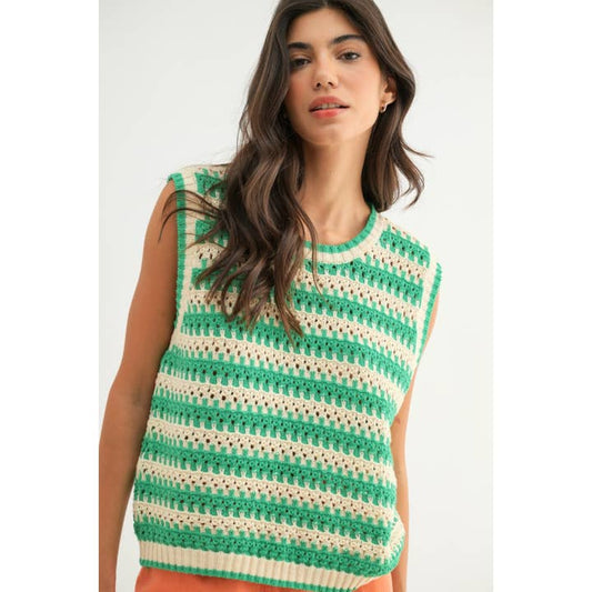 Wishlist Striped Crochet Tank Top