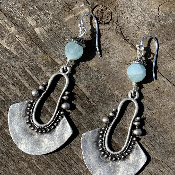 Silver Aquamarine Dangle Earrings