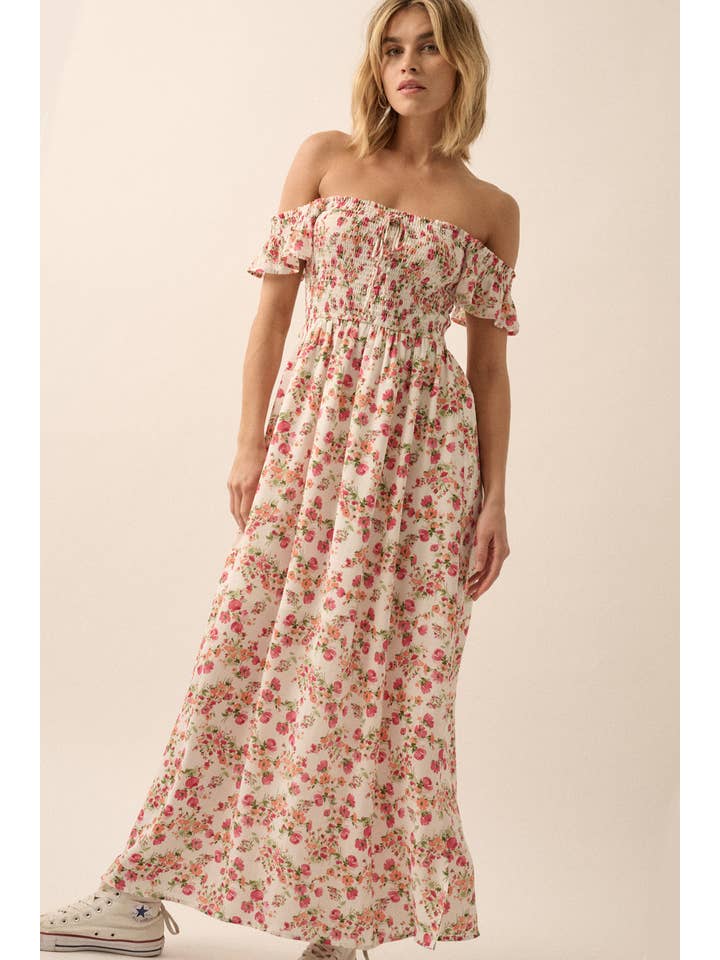 Promesa Floral Off Shoulder Maxi Dress