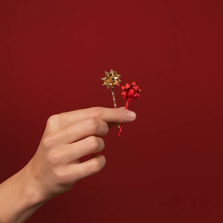 Kitsch Metal Gift Bow Bobby Pin set