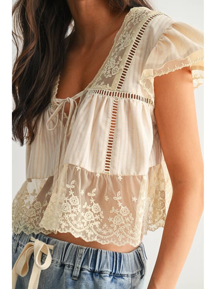 Camellia Lace Trimmed Blouse