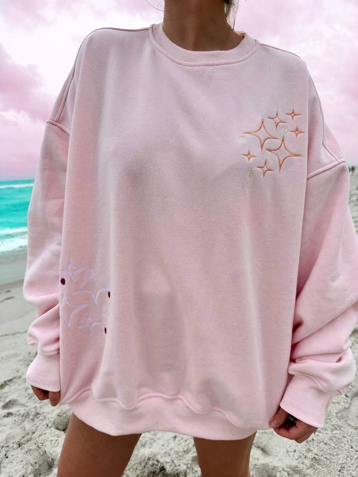 Sunkissed Coconut Sunset Rays Embroidered Sweatshirt