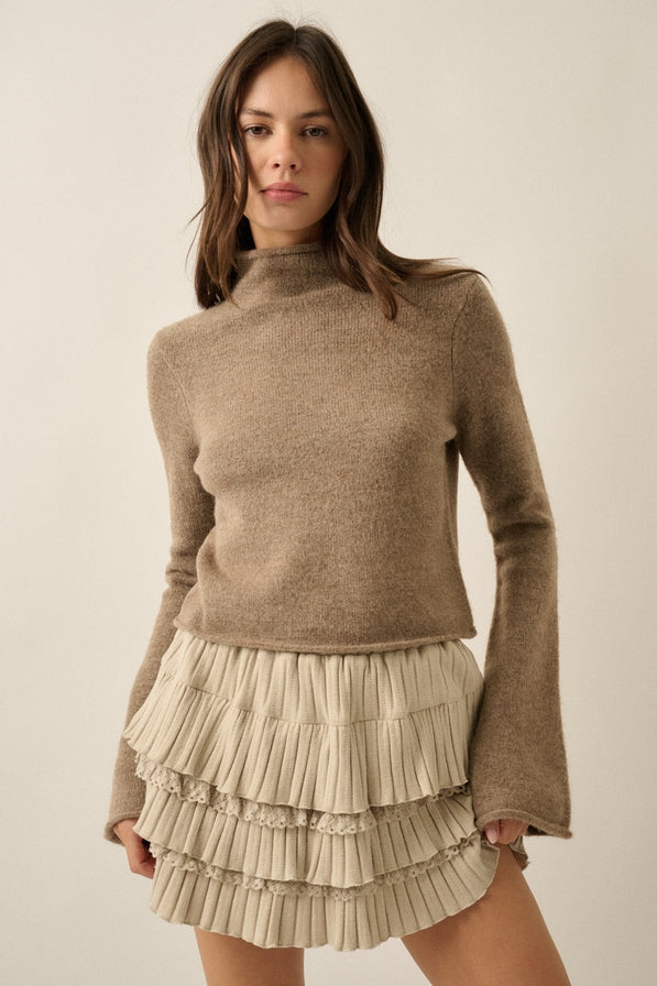 Promesa Bell Sleeve Mock Neck Sweater