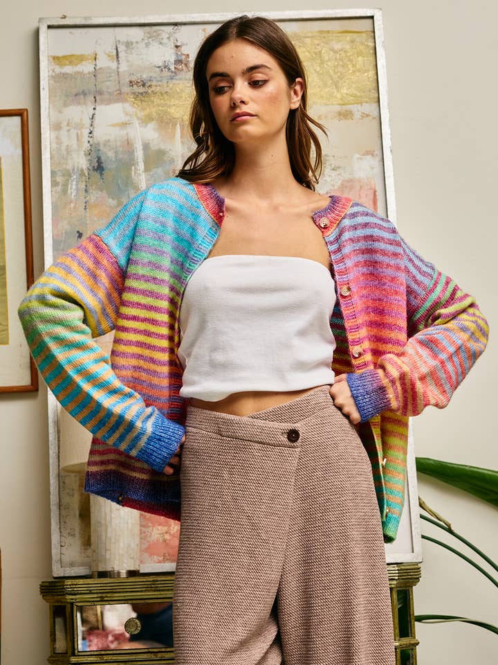 Bucketlist Space Dye Button Down Cardigan