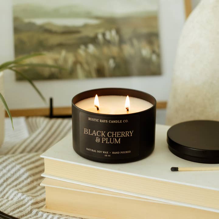 Rustic Rays Black Cherry & Plum Soy Candle