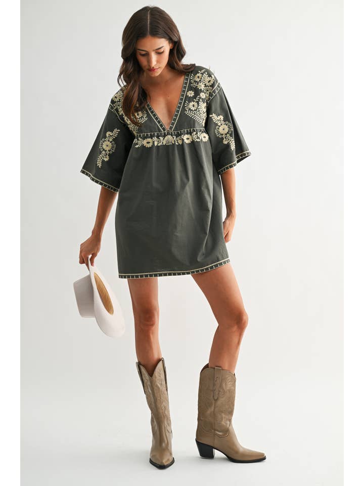 Camelia Embroidered Shift Dress