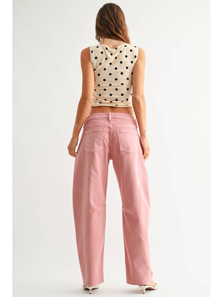 Just USA Washed Pink Barrel Jeans