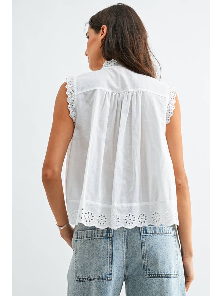 Camellia Sleeveless Cotton Blouse