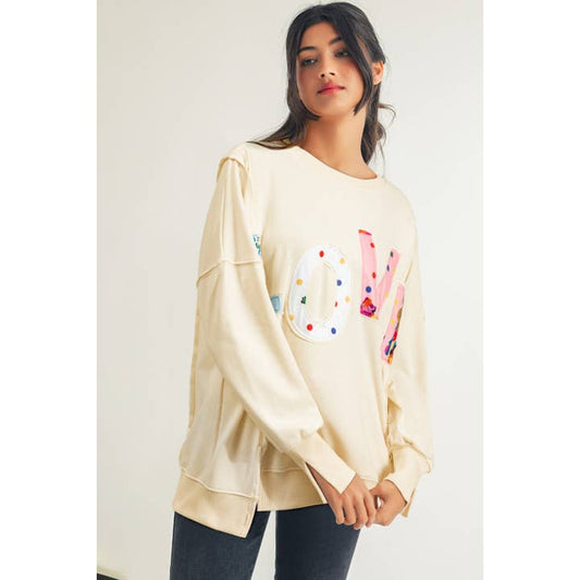 Love Crew Neck Oversized Sweatshirt