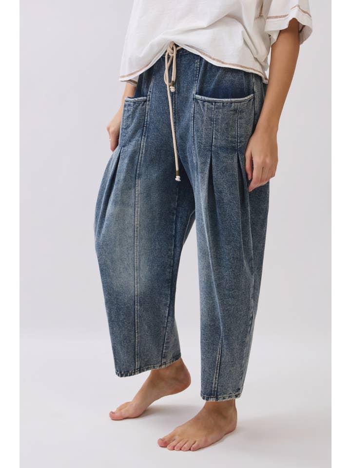 Oddi Washed Denim Barrel Pants