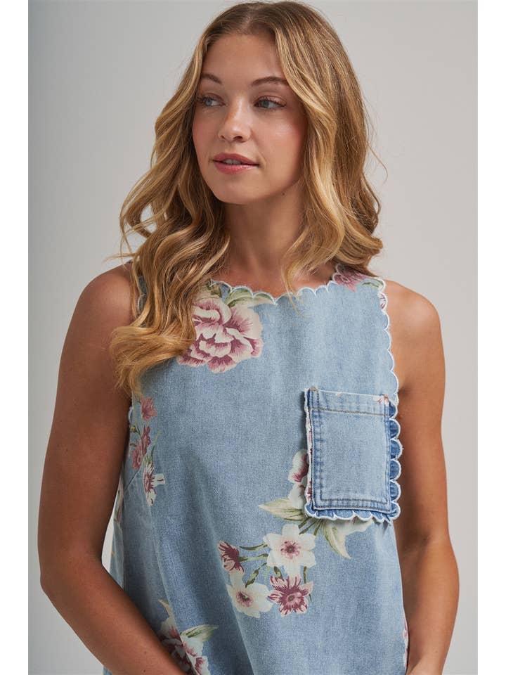 Vintage Floral Denim Top