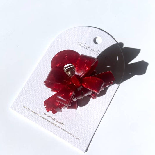 Red Bow Acetate Holiday Hair Clip