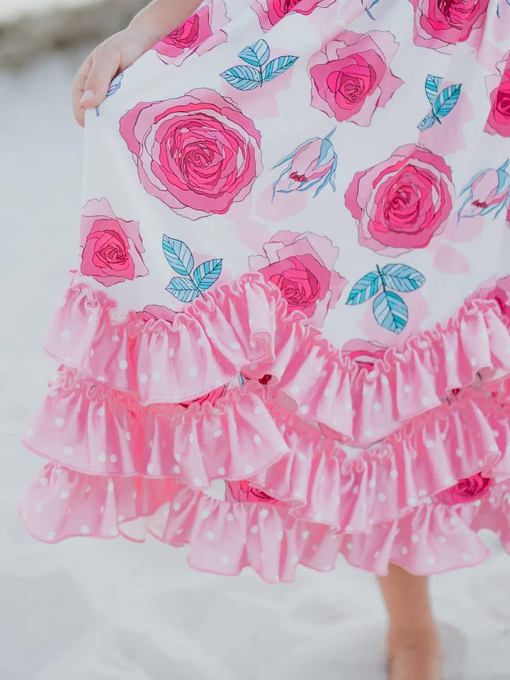 Adorable Sweetness Rose Ruffle Dress